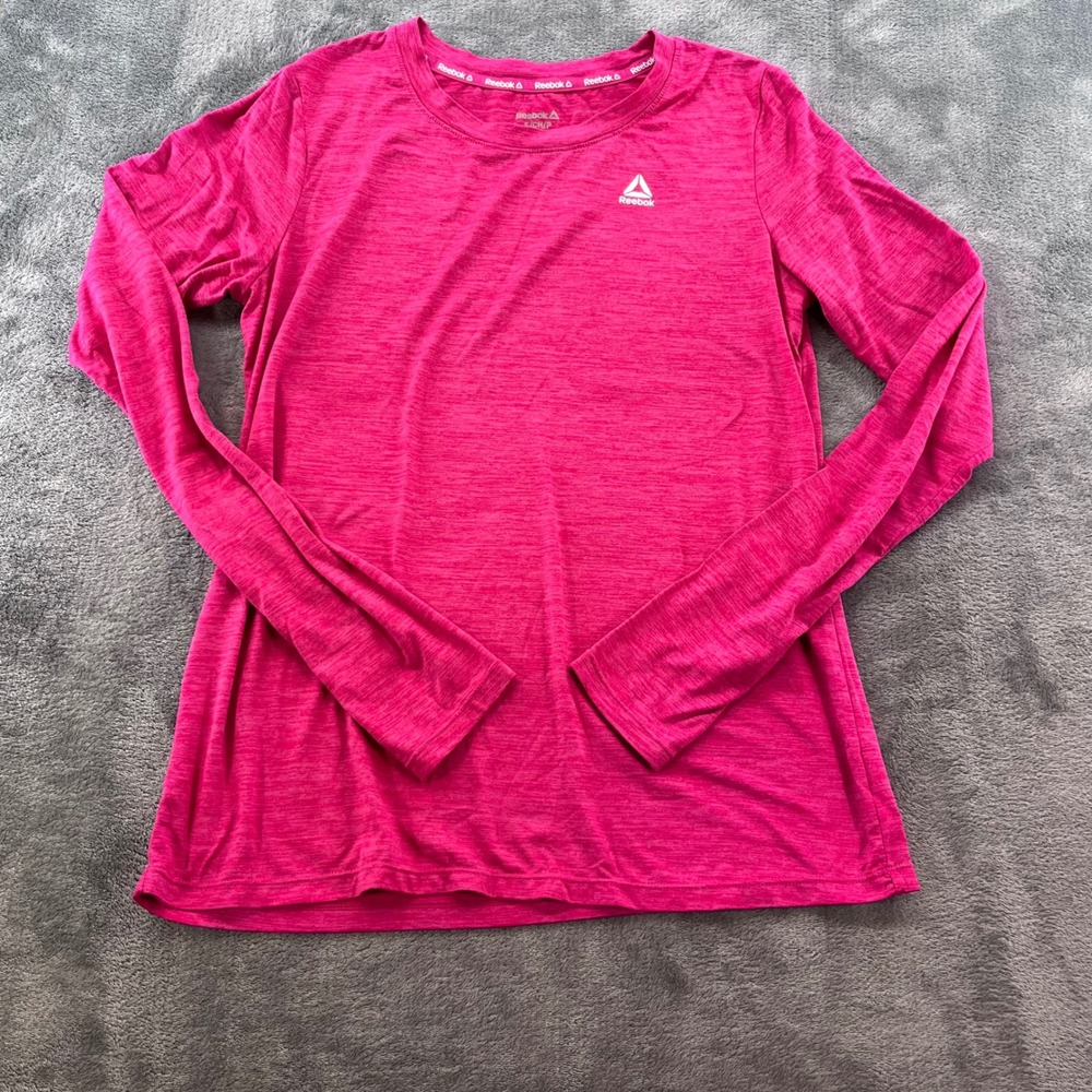 Reebok Womens Pink Space Dye Long Sleeve Activewear Top Thumbholes REW233TL02 S